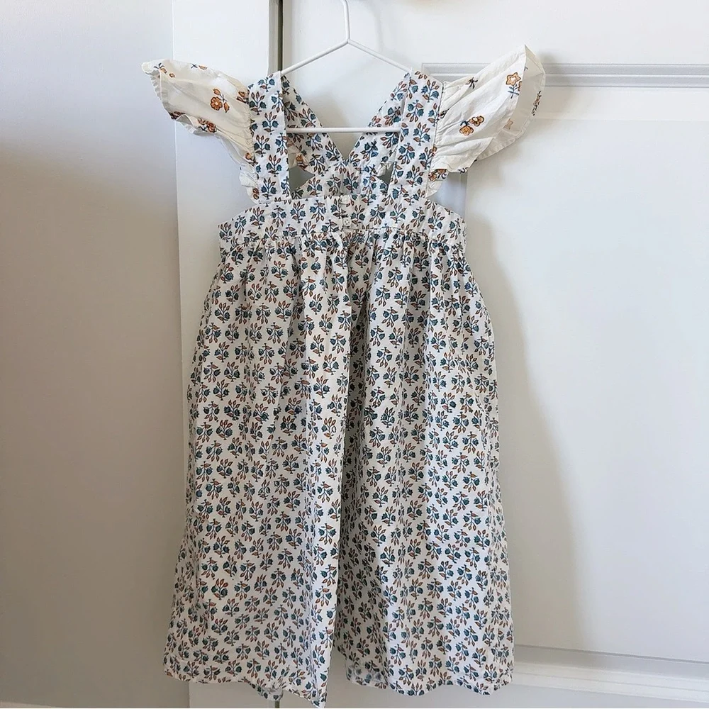 Doen White and Blue Floral Kids Dress - Picture 3 of 6